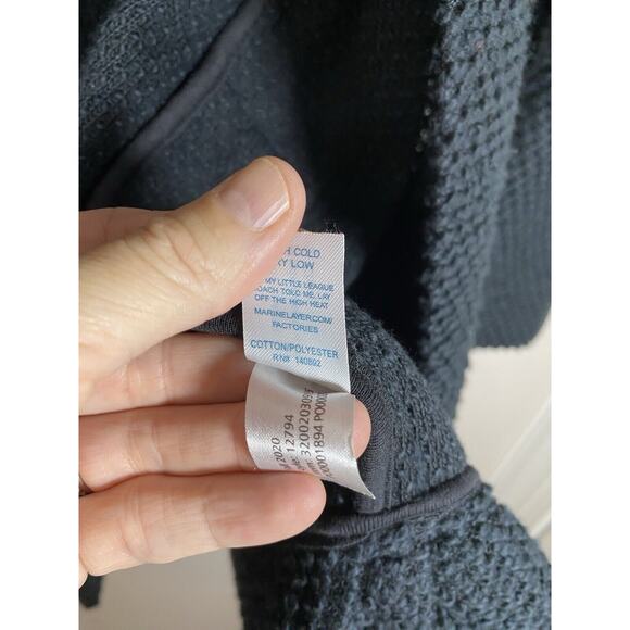 Marine Layer Cardigan Womens MEDIUM Black Knit Pockets Mid‎ Length Open Jacket - Picture 6 of 6